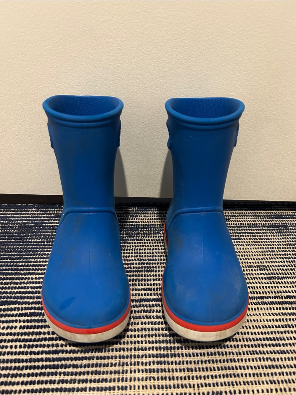 CROCS Kids Royal Blue & Red Trim Rain Boots